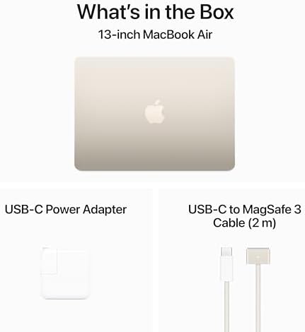 Apple 2024 MacBook Air 13 inch Laptop with M3 chip  Built for Apple Intelligence  13 6 inch Liquid Retina Display  16GB Unified Memory  512GB SSD Storage  Backlit Keyboard  Touch ID; Starlight