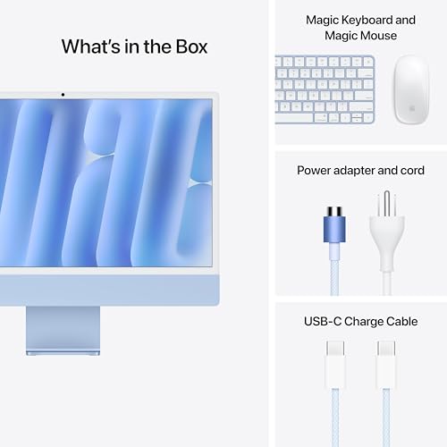 Apple 2024 iMac All in One Desktop Computer with M4 chip with 8 core CPU and 8 core GPU  Built for Apple Intelligence  24 inch Retina Display  16GB Unified Memory  256GB SSD Storage; Blue