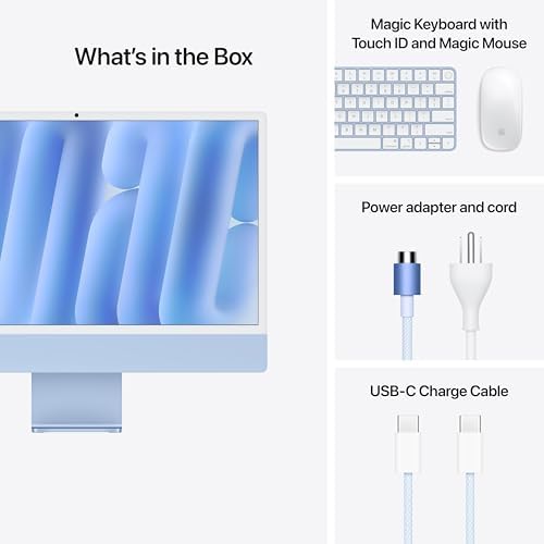 Apple 2024 iMac All in One Desktop Computer with M4 chip with 10 core CPU and 10 core GPU  Built for Apple Intelligence  24 inch Retina Display  16GB Unified Memory  256GB SSD Storage; Blue