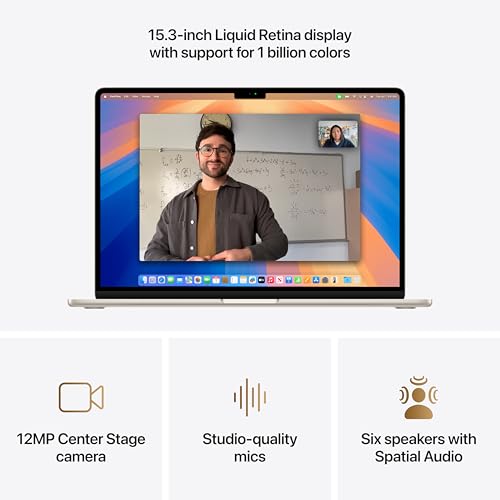 Apple 2025 MacBook Air 15 inch Laptop with M4 chip  Built for Apple Intelligence  15 3 inch Liquid Retina Display  16GB Unified Memory  256GB SSD Storage  12MP Center Stage Camera  Touch ID; Starlight