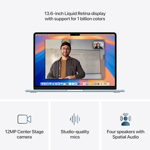 Apple 2025 MacBook Air 13 inch Laptop with M4 chip  Built for Apple Intelligence  13 6 inch Liquid Retina Display  16GB Unified Memory  256GB SSD Storage  12MP Center Stage Camera  Touch ID; Sky Blue