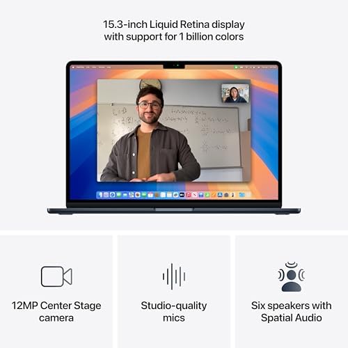 Apple 2025 MacBook Air 15 inch Laptop with M4 chip  Built for Apple Intelligence  15 3 inch Liquid Retina Display  16GB Unified Memory  256GB SSD Storage  12MP Center Stage Camera  Touch ID; Midnight