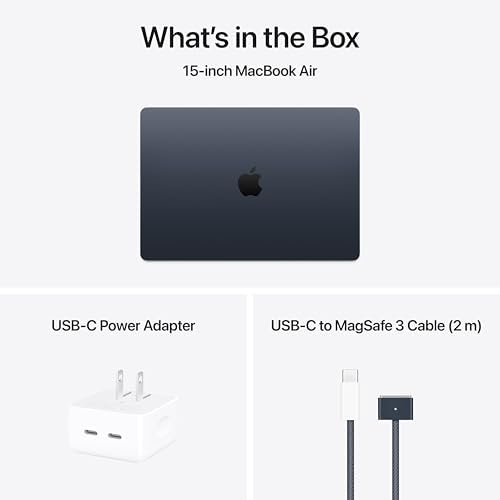 Apple 2025 MacBook Air 15 inch Laptop with M4 chip  Built for Apple Intelligence  15 3 inch Liquid Retina Display  16GB Unified Memory  256GB SSD Storage  12MP Center Stage Camera  Touch ID; Midnight