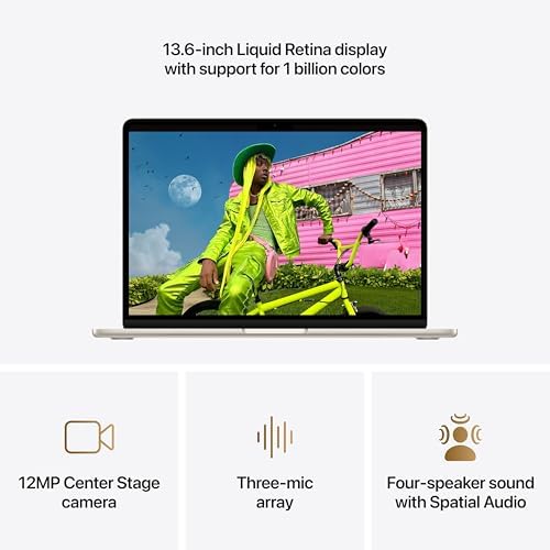 Apple 2026 MacBook Air 13 inch Laptop with M5 chip  Built for AI  13 6 inch Liquid Retina Display  16GB Unified Memory  512GB SSD  12MP Center Stage Camera  Touch ID  Wi Fi 7; Starlight