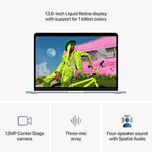 Apple 2026 MacBook Air 13 inch Laptop with M5 chip  Built for AI  13 6 inch Liquid Retina Display  16GB Unified Memory  512GB SSD  12MP Center Stage Camera  Touch ID  Wi Fi 7; Sky Blue