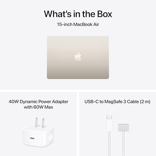 Apple 2026 MacBook Air 15 inch Laptop with M5 chip  Built for AI  15 3 inch Liquid Retina Display  16GB Unified Memory  512GB SSD  12MP Center Stage Camera  Touch ID  Wi Fi 7; Starlight