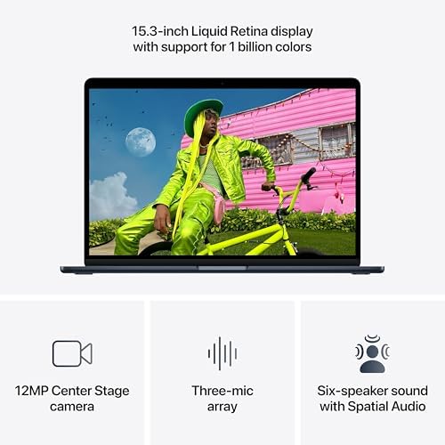 Apple 2026 MacBook Air 15 inch Laptop with M5 chip  Built for AI  15 3 inch Liquid Retina Display  16GB Unified Memory  512GB SSD  12MP Center Stage Camera  Touch ID  Wi Fi 7; Midnight