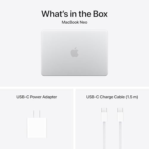 Apple 2026 MacBook Neo 13 inch Laptop with A18 Pro chip  Built for AI and Apple Intelligence  Liquid Retina Display  8GB Unified Memory  512GB SSD Storage  1080p FaceTime HD Camera  Touch ID; Silver