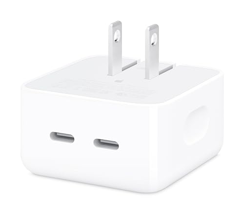 Apple 35W Dual USB C Port Compact Power Adapter  Fast and Convenient Charging  Type C Wall Charger