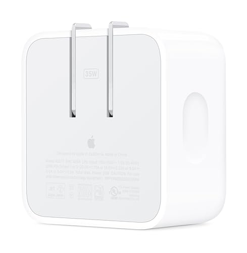 Apple 35W Dual USB C Port Compact Power Adapter  Fast and Convenient Charging  Type C Wall Charger