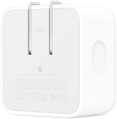 Apple 35W Dual USB C Port Compact Power Adapter  Fast and Convenient Charging  Type C Wall Charger