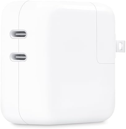 Apple 35W Dual USB C Port Compact Power Adapter  Fast and Convenient Charging  Type C Wall Charger