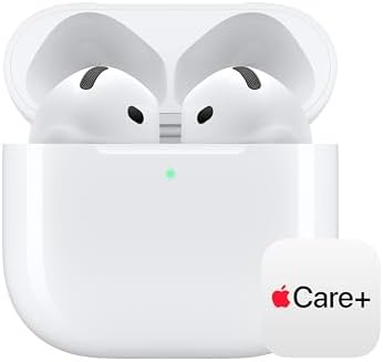 Apple AirPods 4 Wireless Earbuds  Bluetooth Headphones  Personalized Spatial Audio  Sweat and Water Resistant  USB C Charging Case  H2 Chip  Up to 30 Hours of Battery Life  Effortless Setup for iPhone