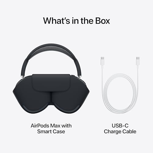 Apple AirPods Max Wireless Over Ear Headphones  Pro Level Active Noise Cancellation  Transparency Mode  Personalized Spatial Audio  USB C Charging  Bluetooth Headphones for iPhone   Midnight