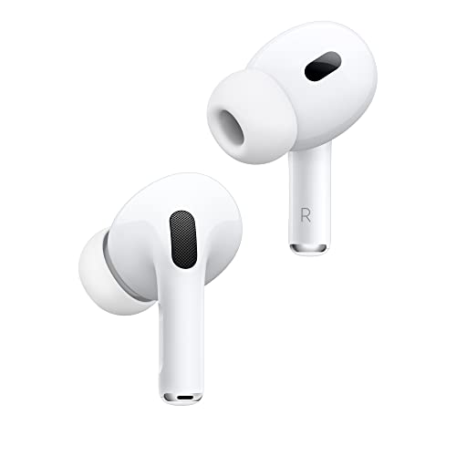 Apple Auriculares inalámbricos AirPods Pro 2, cancelación activa de ruido, función de audífono, auriculares Bluetooth, transparencia, audio espacial personalizado, sonido de alta fidelidad, chip H2