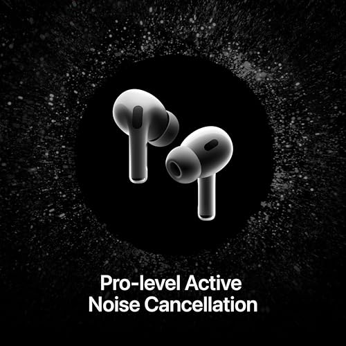 Apple Auriculares inalámbricos AirPods Pro 2, cancelación activa de ruido, función de audífono, auriculares Bluetooth, transparencia, audio espacial personalizado, sonido de alta fidelidad, chip H2