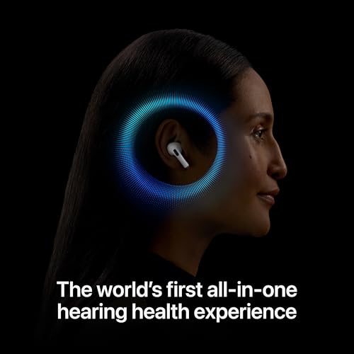 Apple Auriculares inalámbricos AirPods Pro 2, cancelación activa de ruido, función de audífono, auriculares Bluetooth, transparencia, audio espacial personalizado, sonido de alta fidelidad, chip H2