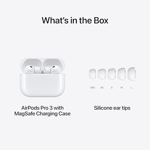 Apple AirPods Pro 3 Wireless Earbuds  Active Noise Cancellation  Live Translation  Heart Rate Sensing  Hearing Aid Feature  Bluetooth Headphones  Spatial Audio  High Fidelity Sound  USB C Charging