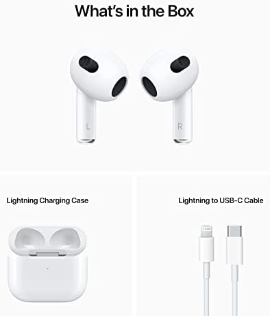 Apple AirPods  3rd Generation  Wireless Ear Buds  Bluetooth Headphones  Personalized Spatial Audio  Sweat and Water Resistant  Lightning Charging Case Included  Up to 30 Hours of Battery Life