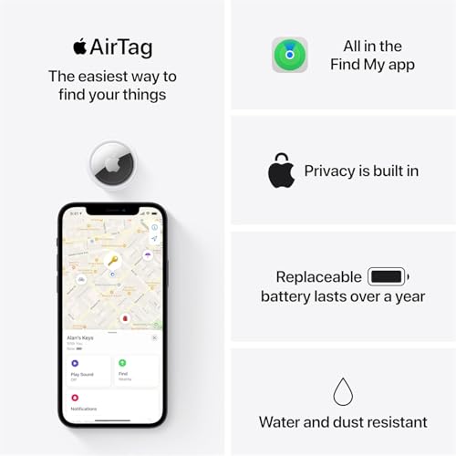 Apple AirTag 4 Pack  Keep Track of and find Your Keys  Wallet  Luggage  Backpack  and More  Simple one tap Set up with iPhone or iPad