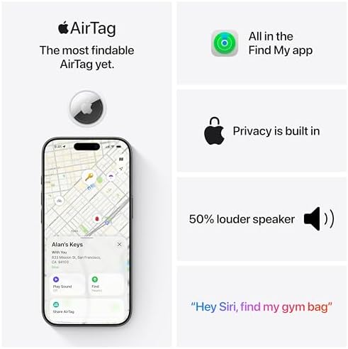 Apple AirTag  2nd Generation   Tracker for Keychain  Wallet  and More; Locator with Sound; Simple One Tap Setup with iPhone or iPad; Key Finder with up to 1 5X Precision Finding Range