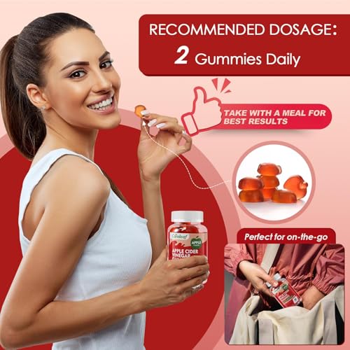 Apple Cider Vinegar Gummies 60 Counts 1000mg AVC with Vitamin B6 Vitamin B12 for Metabolism  Digestion  Detox  Gut & Immune Health
