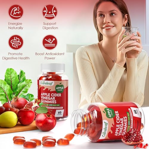 Apple Cider Vinegar Gummies 60 Counts 1000mg AVC with Vitamin B6 Vitamin B12 for Metabolism  Digestion  Detox  Gut & Immune Health