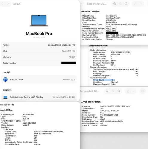 Apple MacBook Pro 2021 16 pulgadas 3,2 GHz M1 Pro 512 GB 16 GB RAM 16C GPU A2485-