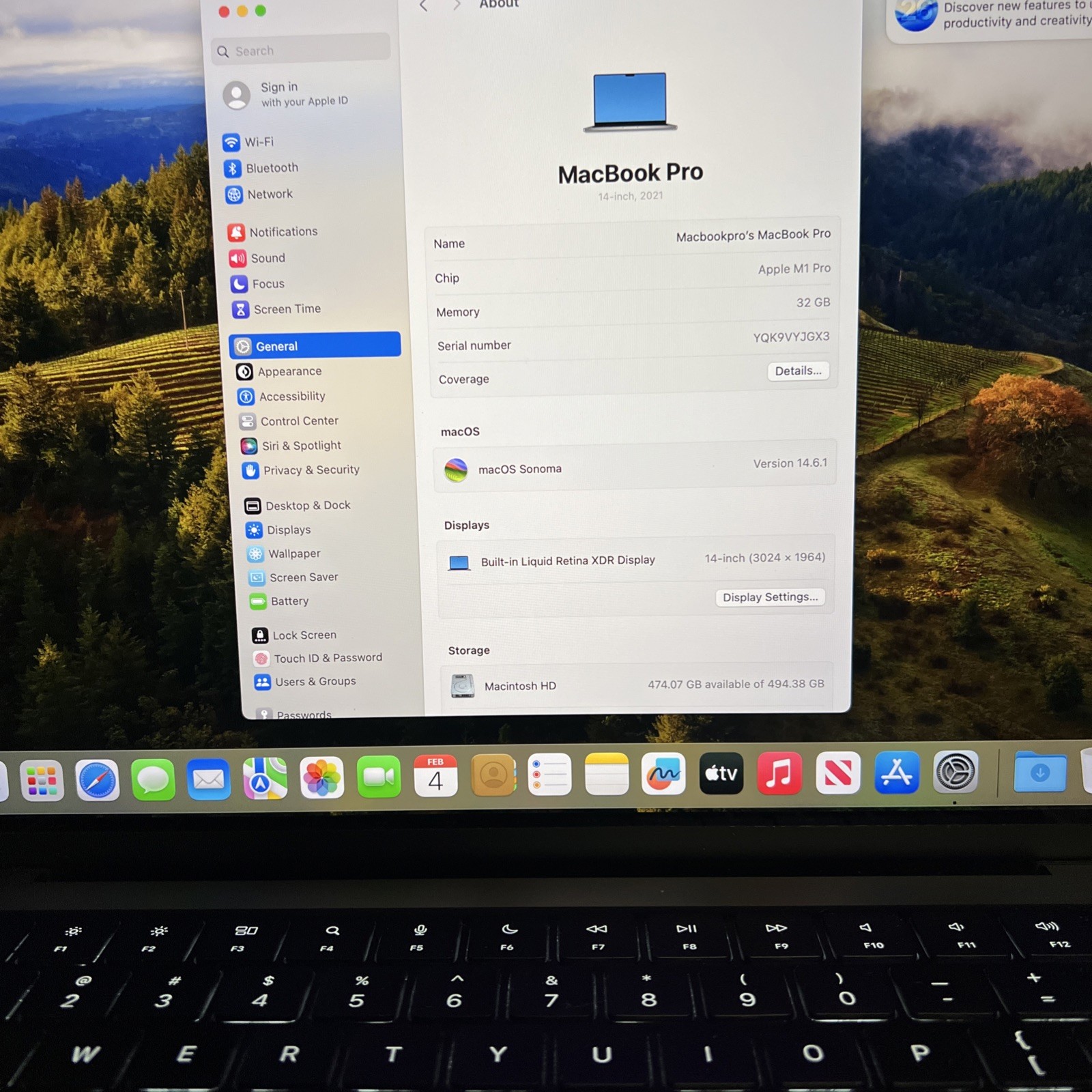 Apple MacBook Pro A2442 2021 2 10GHz 8 Core M1 Pro 512GB SSD 32GB RAM  Cycle 23