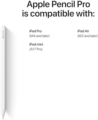 Apple Pencil Pro: Último Modelo - Se Requiere Verificación de Compatibilidad del Dispositivo - Precisión Perfecta de Píxeles, Sensibilidad a Inclinación y Presión, Perfecto para Toma de Notas, Dibujo