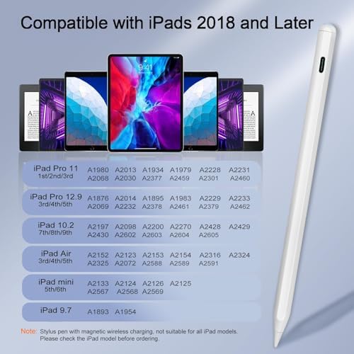 Apple Pencil Pro   2X Fast Charging iPad Pro Pen for iPad Pro M4 11 13 Inch with Palm Rejection   High Precision   Tilt Sensitive iPad Pencil for Pro 12 9 11 Air M2 M3 White