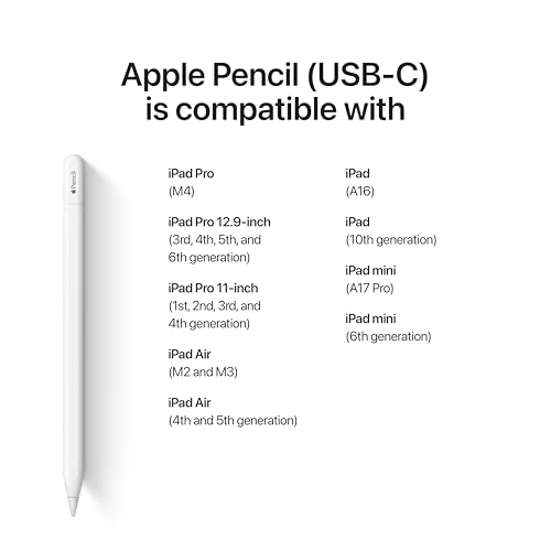 Apple Pencil USB C Device Compatibility Check Required Pixel Perfect Precision Tilt Sensitivity Perfect for Note Taking Drawing and Signing Documents Charges and Pairs with USB C
