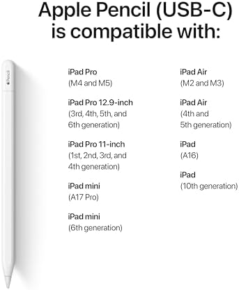 Apple Pencil  USB C   Device Compatibility Check Required   Pixel Perfect Precision  Tilt Sensitivity  Ideal for Note Taking  Drawing  and Signing Documents  Charges and Pairs with USB C