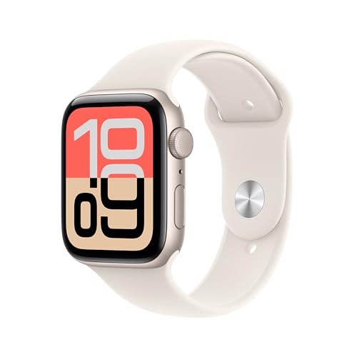 Apple Watch SE 3  GPS 44mm  Smartwatch with Starlight Aluminum Case with Starlight Sport Band   M/L  Fitness and Sleep Trackers  Heart Rate Monitor  Always On Display  Water Resistant