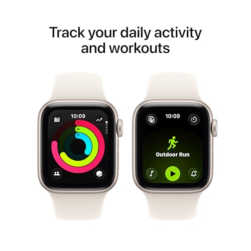 Apple Reloj SE 3 [GPS + celular de 1.575 pulgadas] Smartwatch con caja de aluminio Starlight con correa deportiva Starlight, S/M. Monitores de fitness y sueño, monitor de frecuencia cardíaca, pantalla