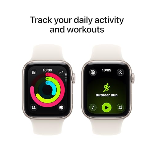 Apple Watch SE 3  GPS 44mm  Smartwatch with Starlight Aluminum Case with Starlight Sport Band   M/L  Fitness and Sleep Trackers  Heart Rate Monitor  Always On Display  Water Resistant