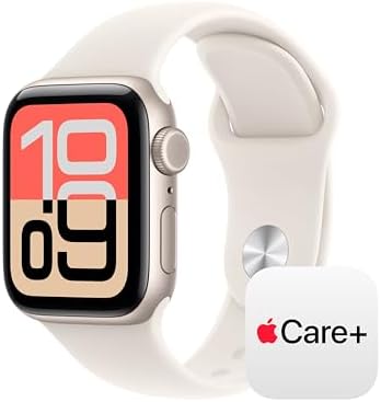 Apple Watch SE 3  GPS 40mm  Smartwatch with Starlight Aluminum Case with Starlight Sport Band   S/M  Fitness and Sleep Trackers  Heart Rate Monitor  Always On Display  Water Resistant