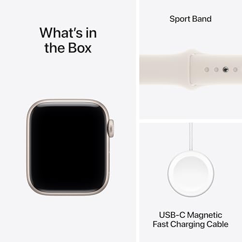 Apple Watch SE 3  GPS 40mm  Smartwatch with Starlight Aluminum Case with Starlight Sport Band   S/M  Fitness and Sleep Trackers  Heart Rate Monitor  Always On Display  Water Resistant