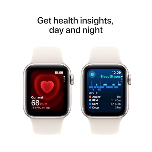 Apple Watch SE  2nd Gen   GPS 40mm  Smartwatch with Starlight Aluminum Case with Starlight Sport Band S/M  Fitness and Sleep Trackers  Crash Detection  Heart Rate Monitor  Retina Display