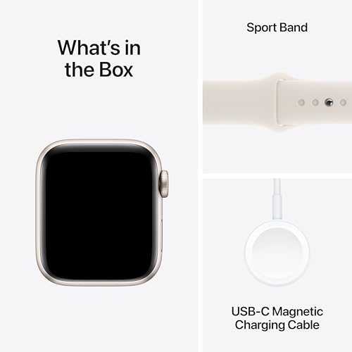 Apple Watch SE  2nd Gen   GPS 40mm  Smartwatch with Starlight Aluminum Case with Starlight Sport Band S/M  Fitness and Sleep Trackers  Crash Detection  Heart Rate Monitor  Retina Display