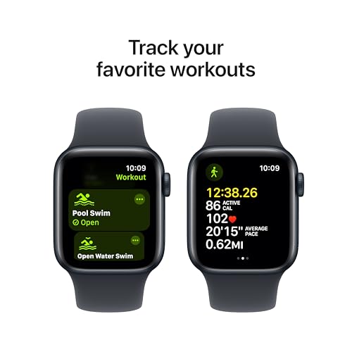 Apple Watch SE 2nd Gen GPS 40mm Smartwatch with Midnight Aluminum Case with Midnight Sport Band M/L Fitness & Sleep Tracker Crash Detection Heart Rate Monitor