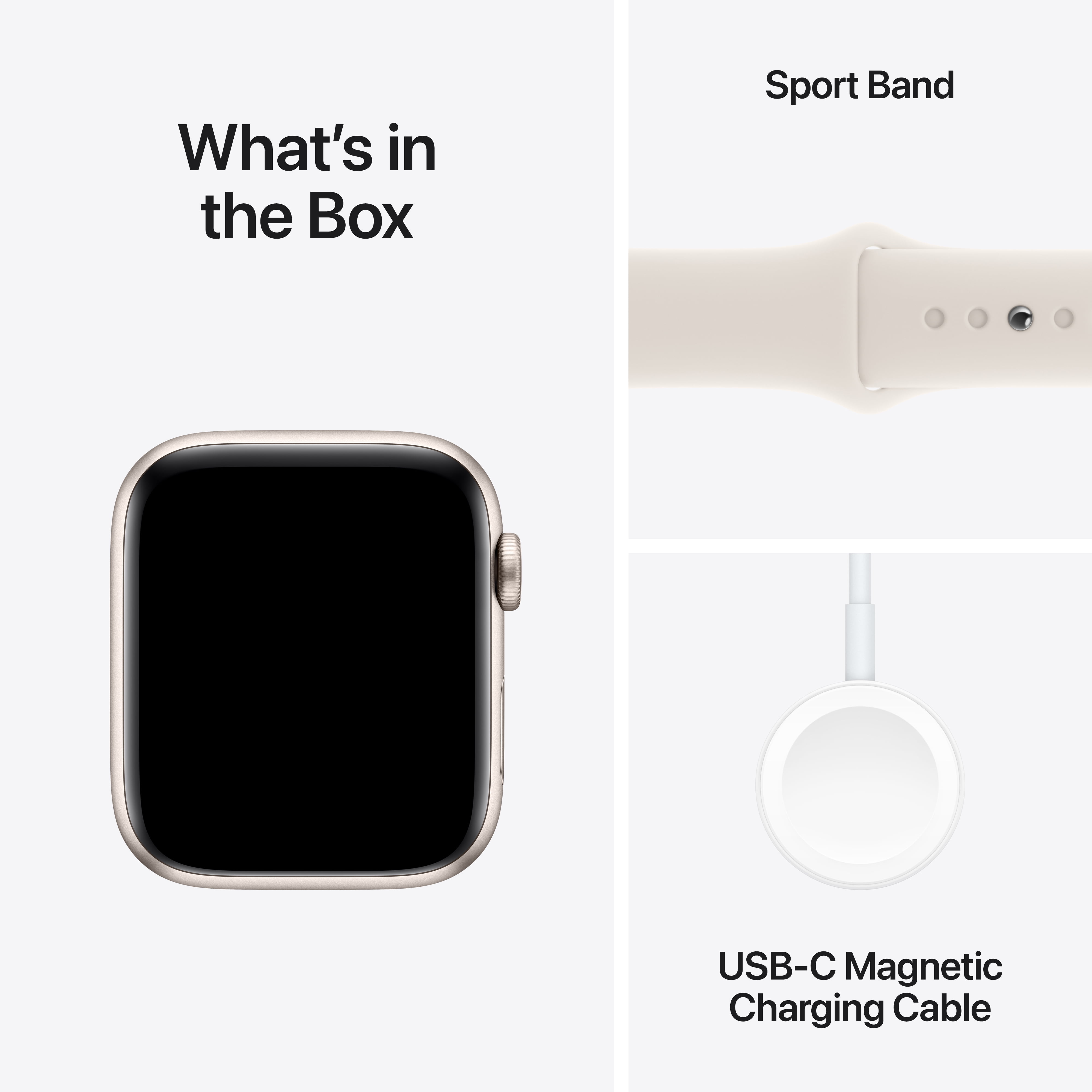 Apple Watch SE  2nd Gen   GPS 44mm  Smartwatch with Starlight Aluminum Case with Starlight Sport Band   M/L