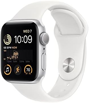 Apple Watch SE  2nd Gen   GPS  44mm    Silver Aluminum Case with White Sport Band  M/L  Renewed 