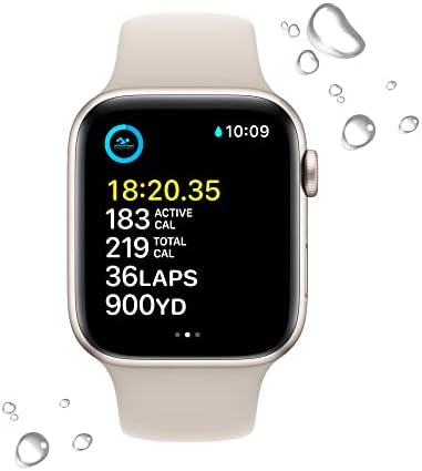 Apple Watch SE  2nd Gen   GPS  44mm    Silver Aluminum Case with White Sport Band  M/L  Renewed 