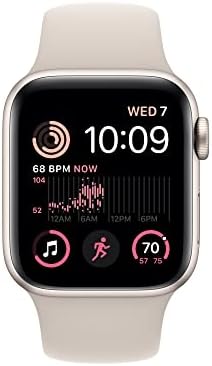 Apple Watch SE  2nd Gen   GPS  44mm    Silver Aluminum Case with White Sport Band  M/L  Renewed 