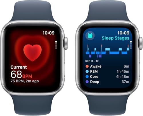 Apple Watch SE  2nd Gen   GPS  44mm    Silver Aluminum Case with White Sport Band  M/L  Renewed 