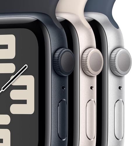 Apple Watch SE  2nd Gen   GPS  44mm    Silver Aluminum Case with White Sport Band  M/L  Renewed 