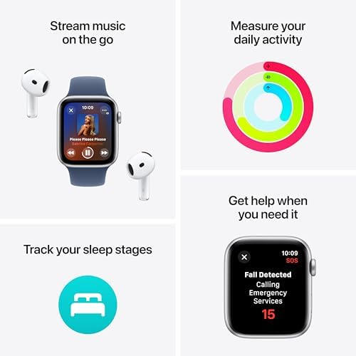 Apple Watch SE - Reloj inteligente (2.ª generación) [GPS + celular 44 mm] con caja de aluminio Midnight y correa deportiva color Midnight M/L, monitor de actividad física y sueño, detección de