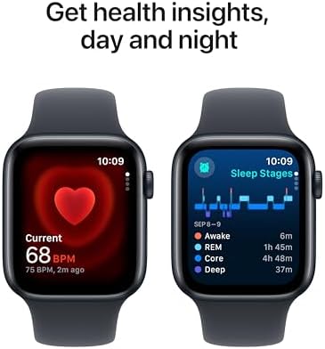 Apple Watch SE - Reloj inteligente (2.ª generación) [GPS + celular 44 mm] con caja de aluminio Midnight y correa deportiva color Midnight M/L, monitor de actividad física y sueño, detección de