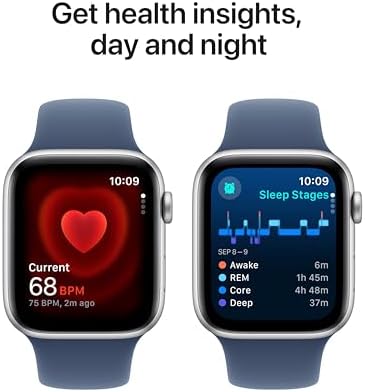 Apple Watch SE - Reloj inteligente (2.ª generación) [GPS + celular 44 mm] con caja de aluminio Midnight y correa deportiva color Midnight M/L, monitor de actividad física y sueño, detección de